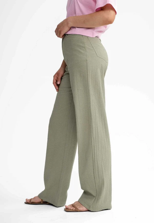 Cheap MELAWEAR Damen Seersucker Hose Mit Hohem Bund Und Weitem Bein Paulami