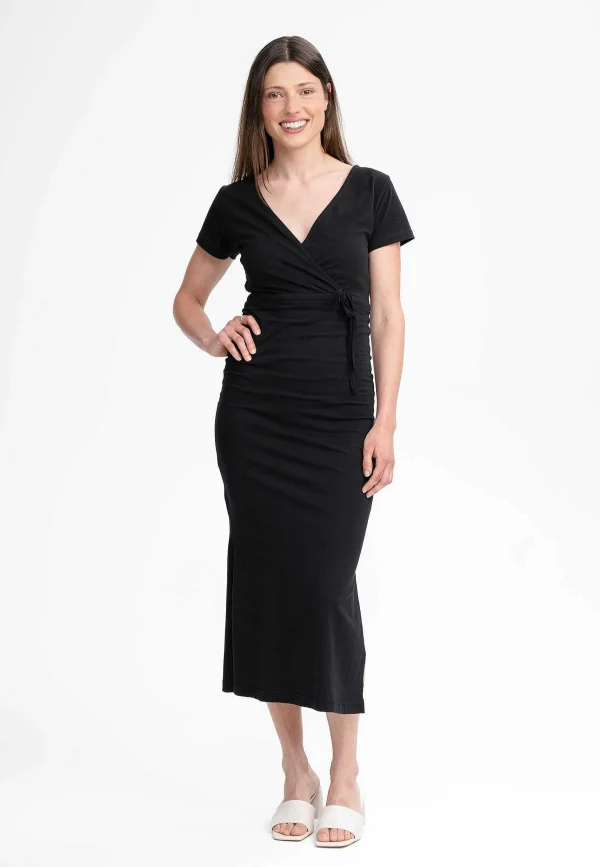 Shop MELAWEAR Damen V-Neck Kleid Lang Shreoshi