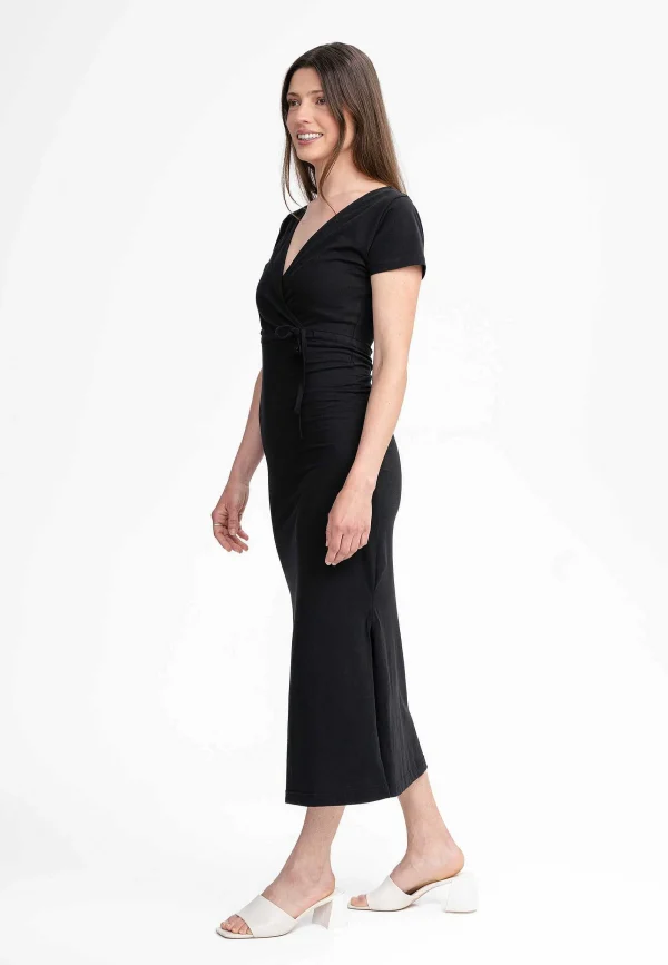 Shop MELAWEAR Damen V-Neck Kleid Lang Shreoshi